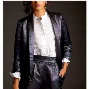 Hutch Anthropologie Textured Metallic Iridescent Rainbow Blazer Women’s Small